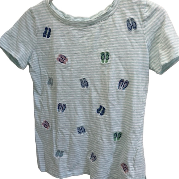 Talbots Tops - Talbots small striped top with embroidered flip flops.
